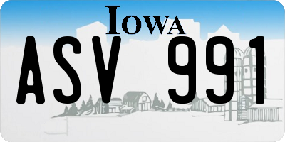 IA license plate ASV991