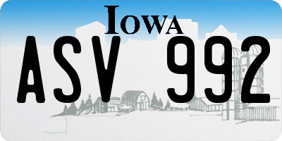 IA license plate ASV992