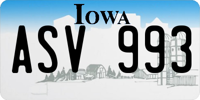 IA license plate ASV993
