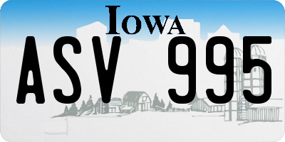 IA license plate ASV995