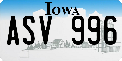 IA license plate ASV996