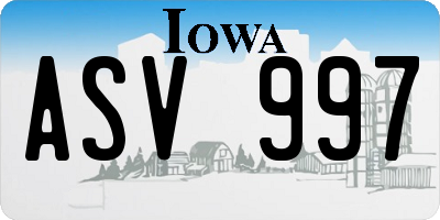 IA license plate ASV997