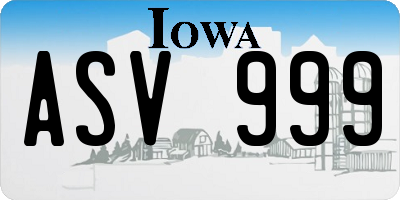 IA license plate ASV999