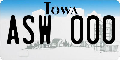 IA license plate ASW000