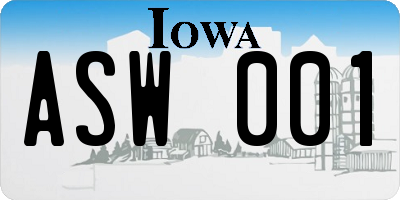 IA license plate ASW001