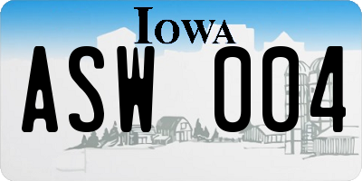 IA license plate ASW004