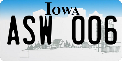 IA license plate ASW006