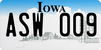 IA license plate ASW009