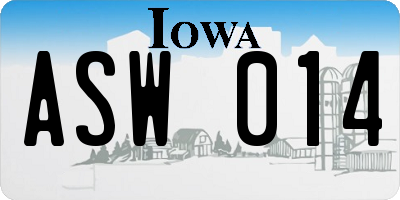 IA license plate ASW014