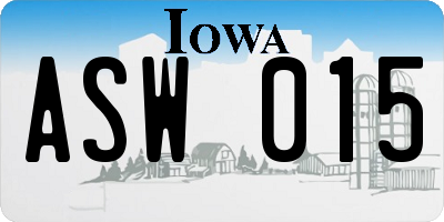 IA license plate ASW015