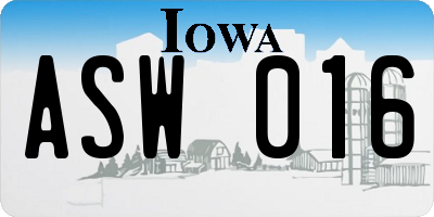 IA license plate ASW016