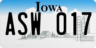IA license plate ASW017