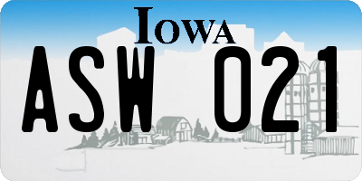 IA license plate ASW021
