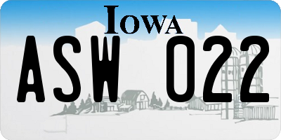 IA license plate ASW022