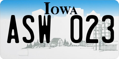 IA license plate ASW023