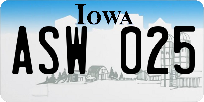 IA license plate ASW025