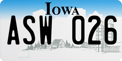 IA license plate ASW026