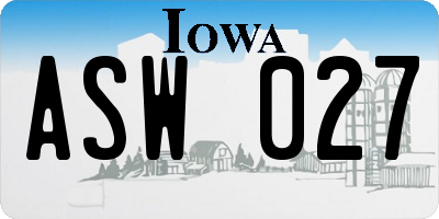 IA license plate ASW027