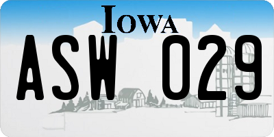 IA license plate ASW029