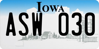 IA license plate ASW030