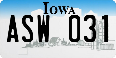 IA license plate ASW031