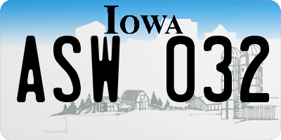 IA license plate ASW032