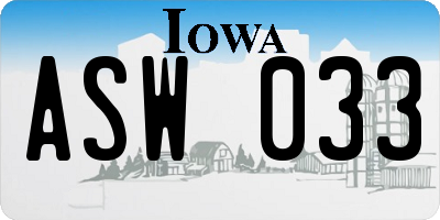 IA license plate ASW033