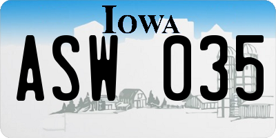 IA license plate ASW035