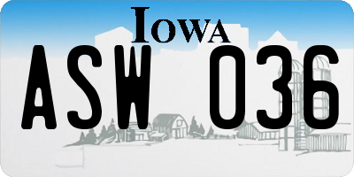 IA license plate ASW036