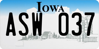 IA license plate ASW037