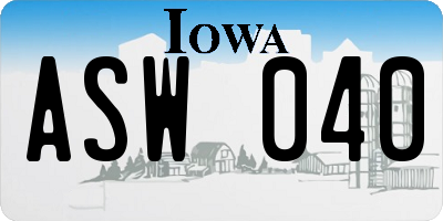 IA license plate ASW040