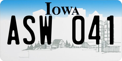 IA license plate ASW041