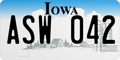 IA license plate ASW042