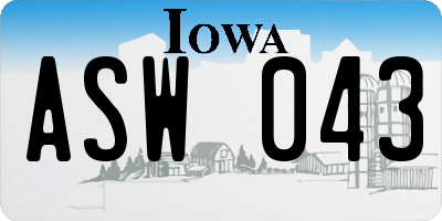 IA license plate ASW043