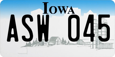IA license plate ASW045