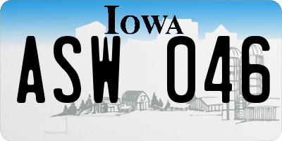 IA license plate ASW046