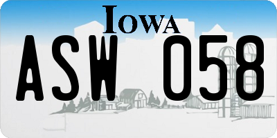 IA license plate ASW058