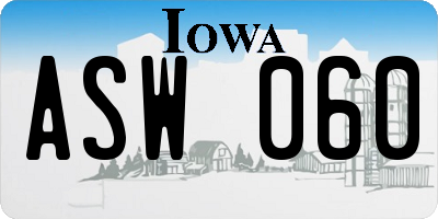 IA license plate ASW060