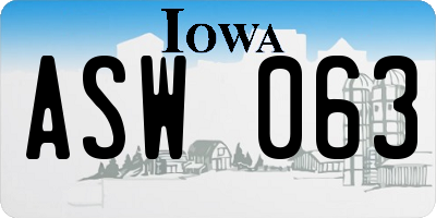IA license plate ASW063