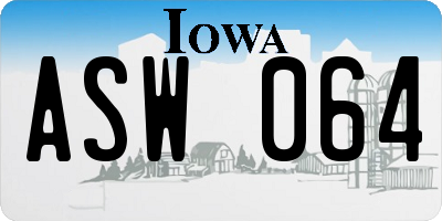 IA license plate ASW064