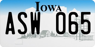IA license plate ASW065