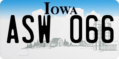 IA license plate ASW066