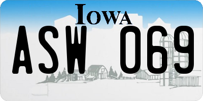 IA license plate ASW069