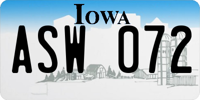 IA license plate ASW072