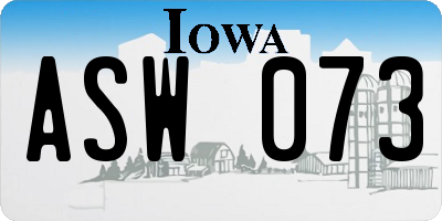 IA license plate ASW073