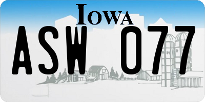 IA license plate ASW077