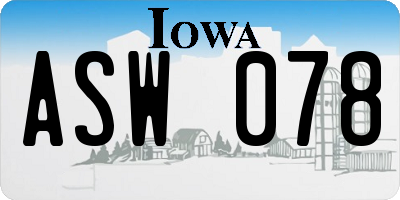 IA license plate ASW078