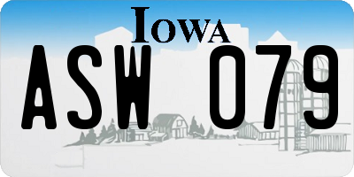 IA license plate ASW079
