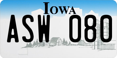 IA license plate ASW080