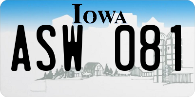 IA license plate ASW081